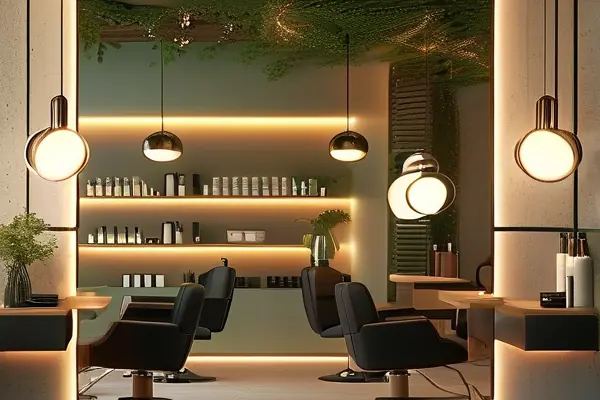 现代简约风美发店实景装修效果图