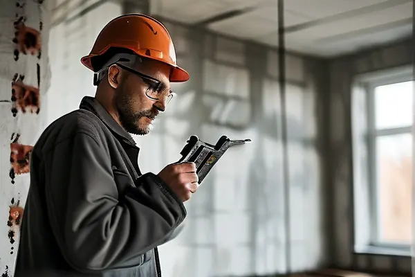 专业验房师使用检测工具进行房屋验收