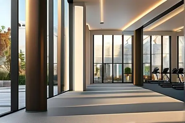 合规健身馆装修实景：器械区与消防通道布局示范