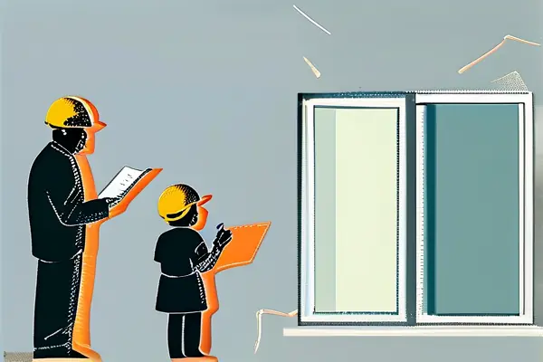家庭在新房验房，检查墙壁和窗户