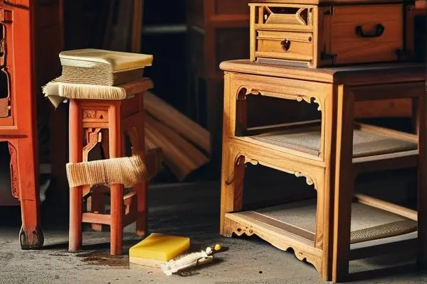 红木家具保养师傅现场操作示范