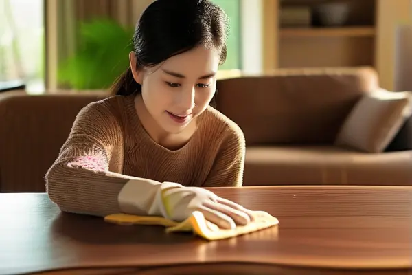 家庭主妇保养实木家具实拍