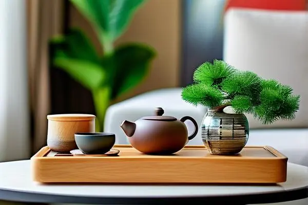 新家客厅茶几上摆放的各种精美乔迁礼品