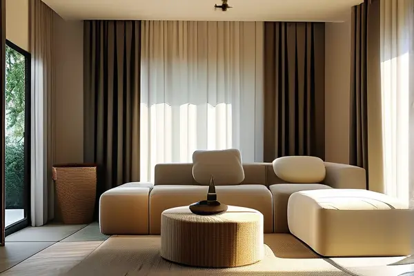现代客厅窗帘展示效果图