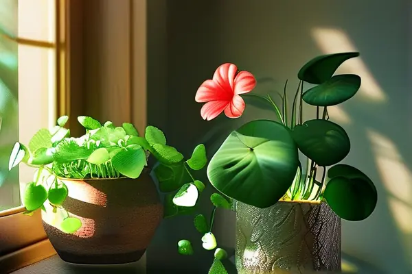 室内植物花卉盆栽的美丽场景