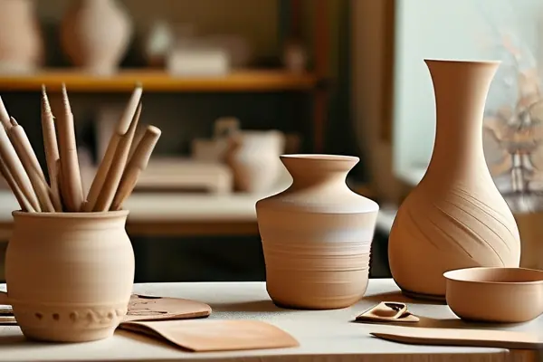 手工艺人制作陶瓷工艺品的场景