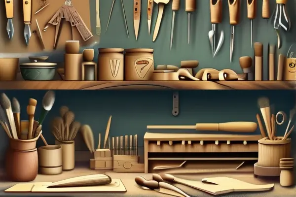 手工艺人制作木质工艺品的场景