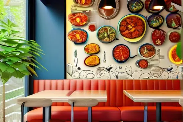 餐饮空间手绘壁画实景效果图