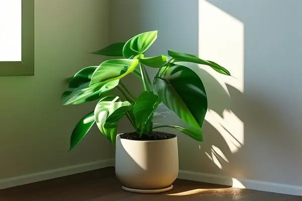 茂盛的绿萝在室内阴凉处生长良好