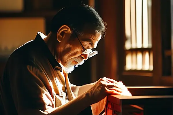 专业师傅演示红木家具保养过程