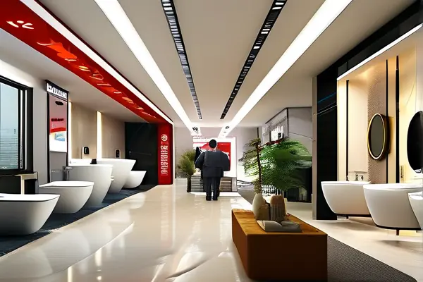 洁具加盟店产品展示与客户咨询场景