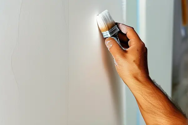 工人正在涂刷超白乳胶漆