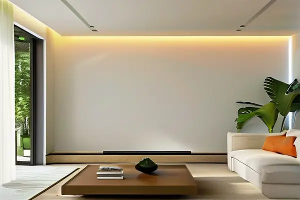 现代简约风格石膏线条电视背景墙实景效果图