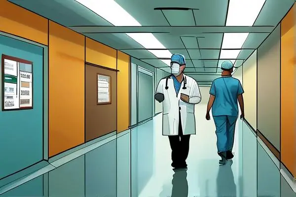 医院装修现场工人安装环保板材