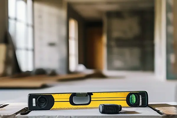 装修师傅进行墙面验收工作现场实拍