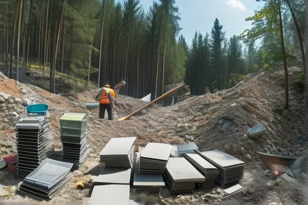 装修工人正在分类处理建筑垃圾