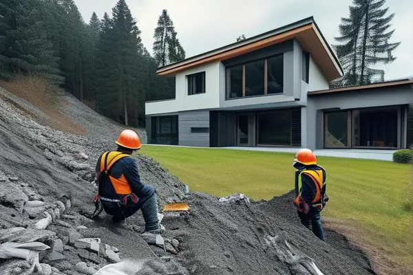 别墅装修拆除施工现场，专业团队佩戴安全装备使用工具进行拆除作业