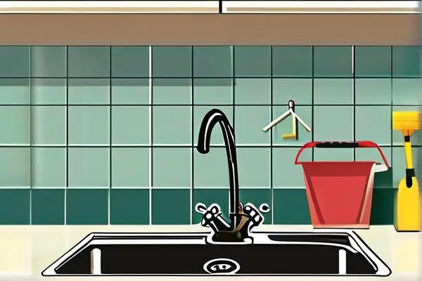 家庭主妇使用疏通器清理厨房水槽