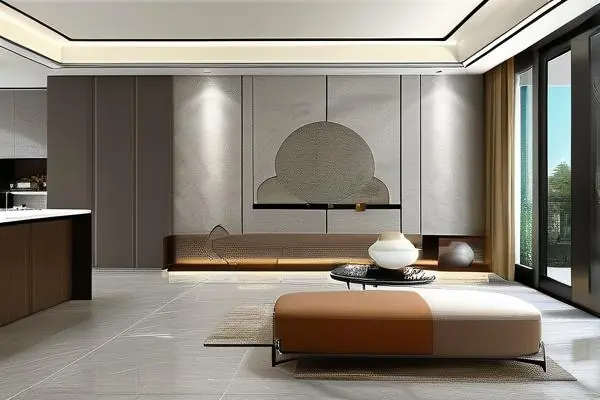 房地产精装修验收现场,验房师与业主检查墙面和地板