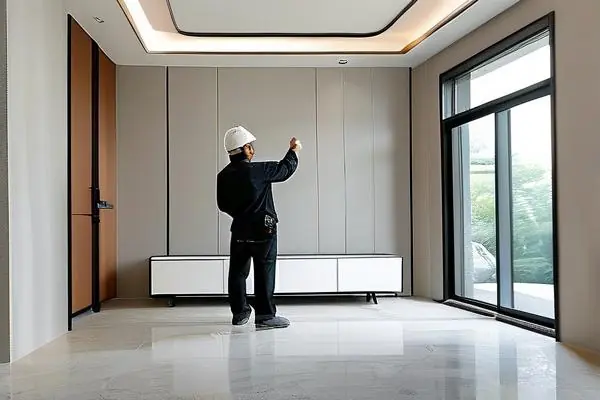 专业验房师检查新房墙面和地面