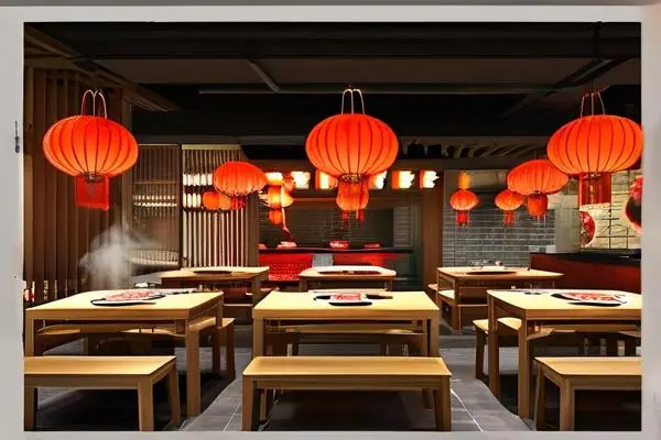 现代中式风格火锅店装修效果图