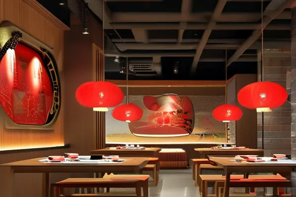 现代中式火锅店装修效果图展示