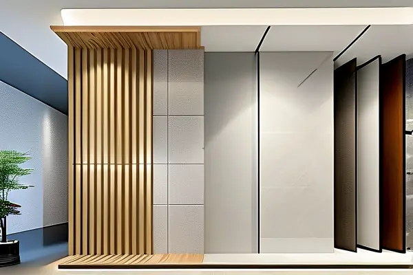 选选装饰公司展厅材料展示与施工过程