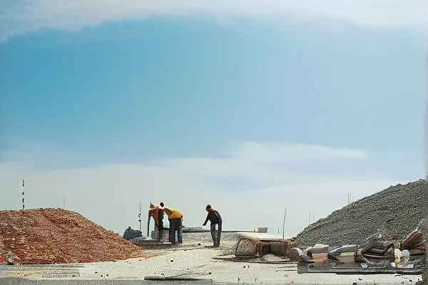 装修工人正在分类处理建筑垃圾