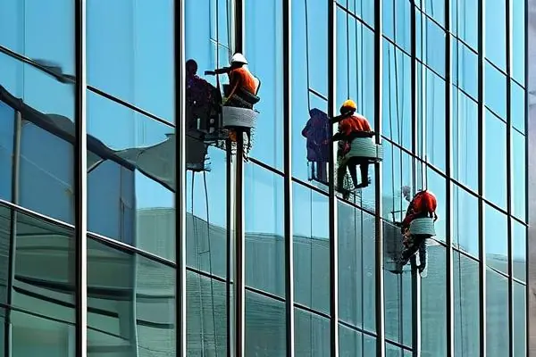 实验室玻璃安装外墙施工现场
