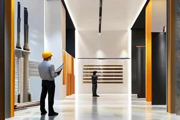 展厅设计施工现场工作场景