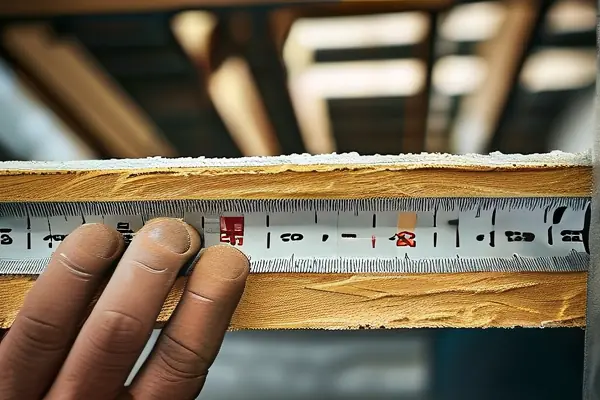 装修师傅精准测量吊顶龙骨间距现场图