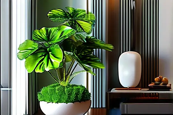 高档仿真绿植在现代客厅中的装饰效果展示
