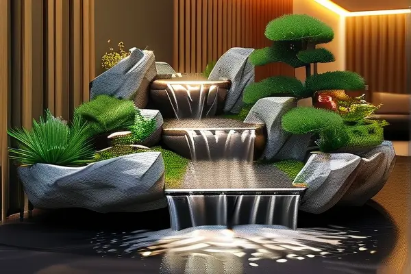 现代家居中的流水装修工艺品实景展示