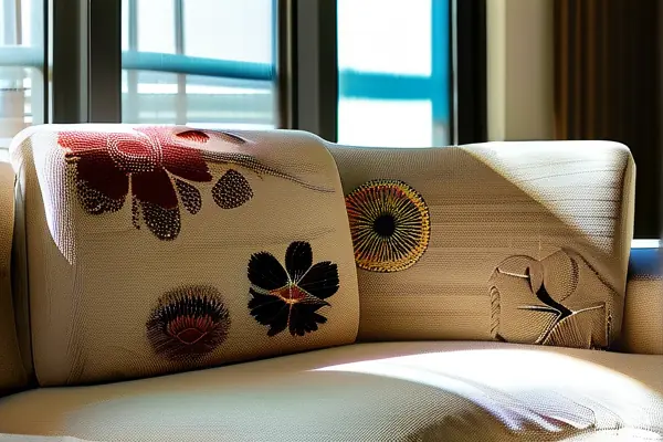 现代客厅中套有布艺沙发罩的沙发