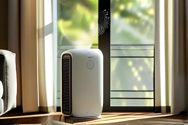 空气净化器在客厅工作的实景图