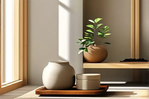 五种不同颜色的室内净化土样品展示