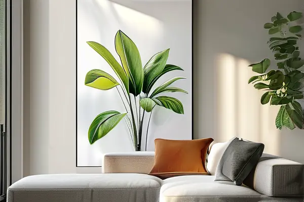 现代客厅悬挂植物主题净化装饰画效果图