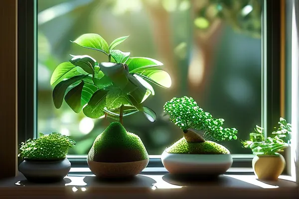 室内小盆景植物净化空气效果展示