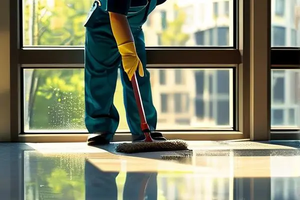 专业保洁人员在进行日常保洁服务