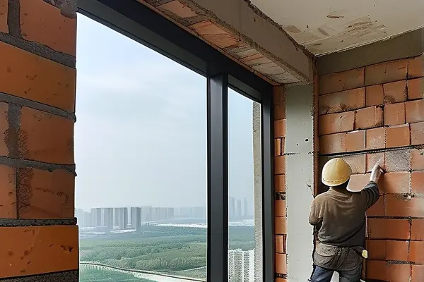 扬州阳台砌墙封窗施工现场图