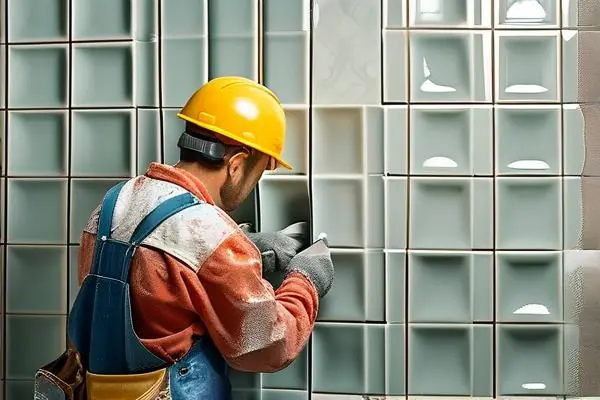 专业师傅进行瓷砖美缝施工现场实拍
