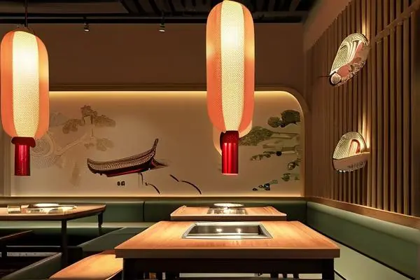 现代风格火锅店内部装修效果图