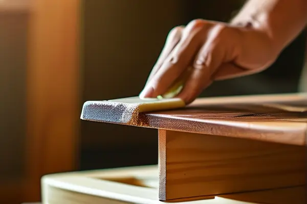 工匠使用木蜡油保养木质家具