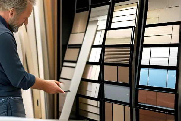 设计师与业主讨论装修材料速配