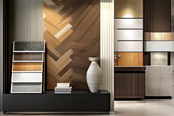 设计师展示装修材料样品