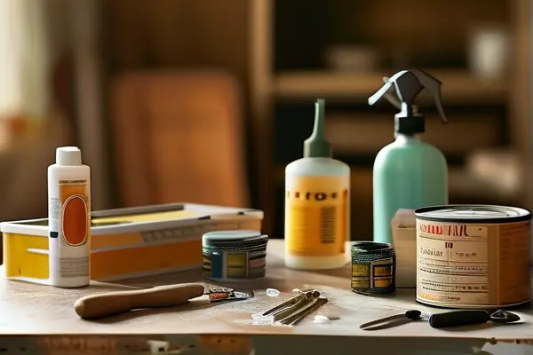 家庭主妇使用橡胶家用粘接剂修理家具