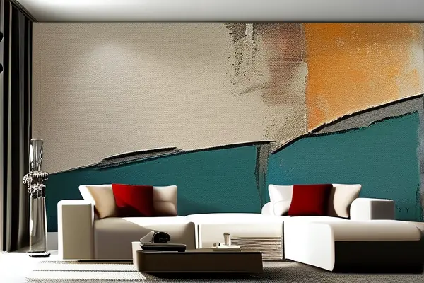 现代客厅墙面贴有不凡墙纸的效果展示