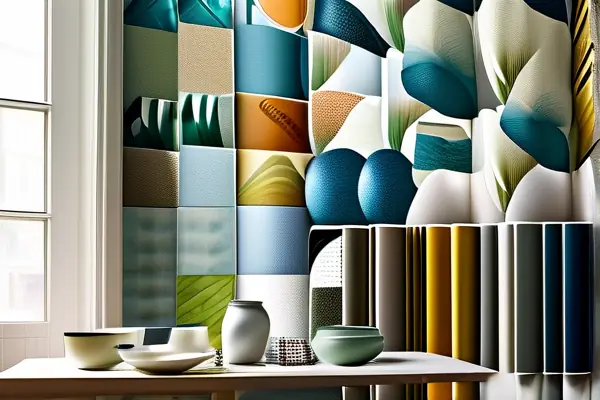 批发厂家墙纸样品展示及选购场景