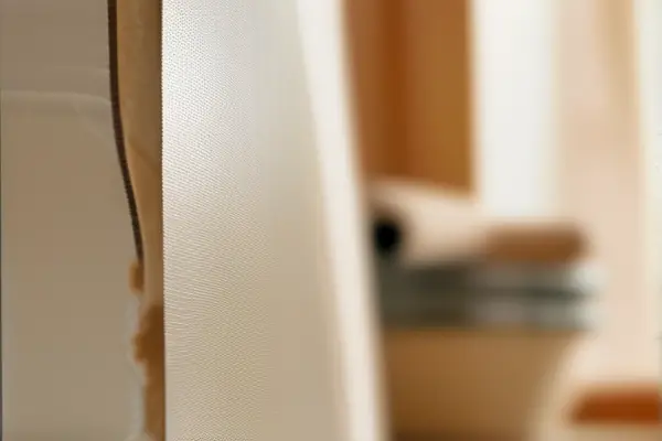 装修师傅使用美缝胶处理墙纸接缝