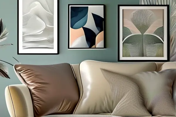 时尚客厅展示多种墙纸设计和纹理